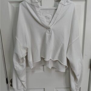 Aerie White Cropped Hoodie